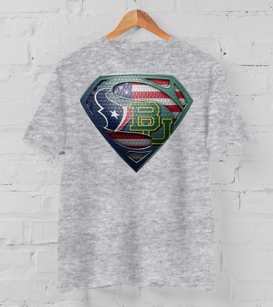 Houston Texans Baylor University American Flag T-Shirt