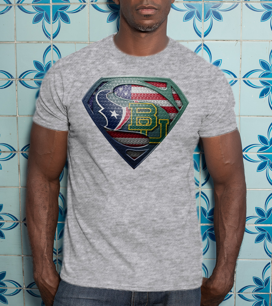 Houston Texans Baylor University American Flag T-Shirt