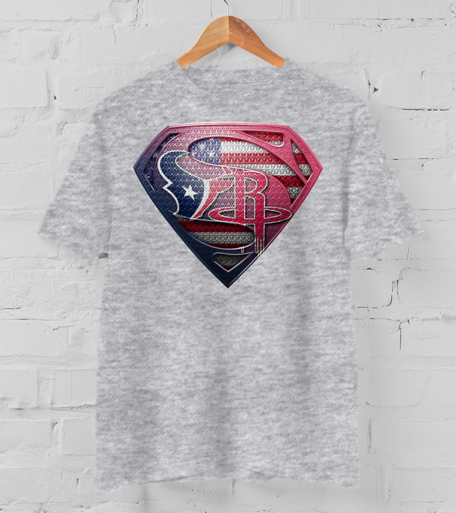 Superman Houston Texans Us Flag T-Shirt