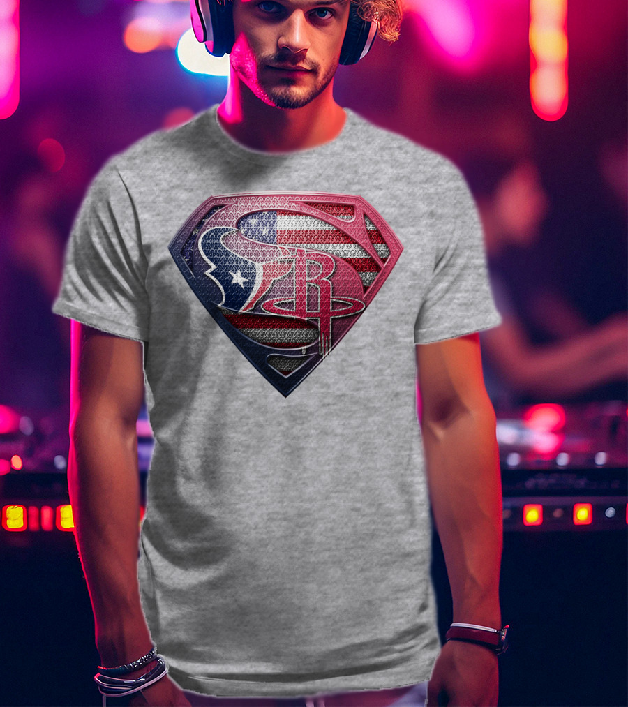Superman Houston Texans Us Flag T-Shirt