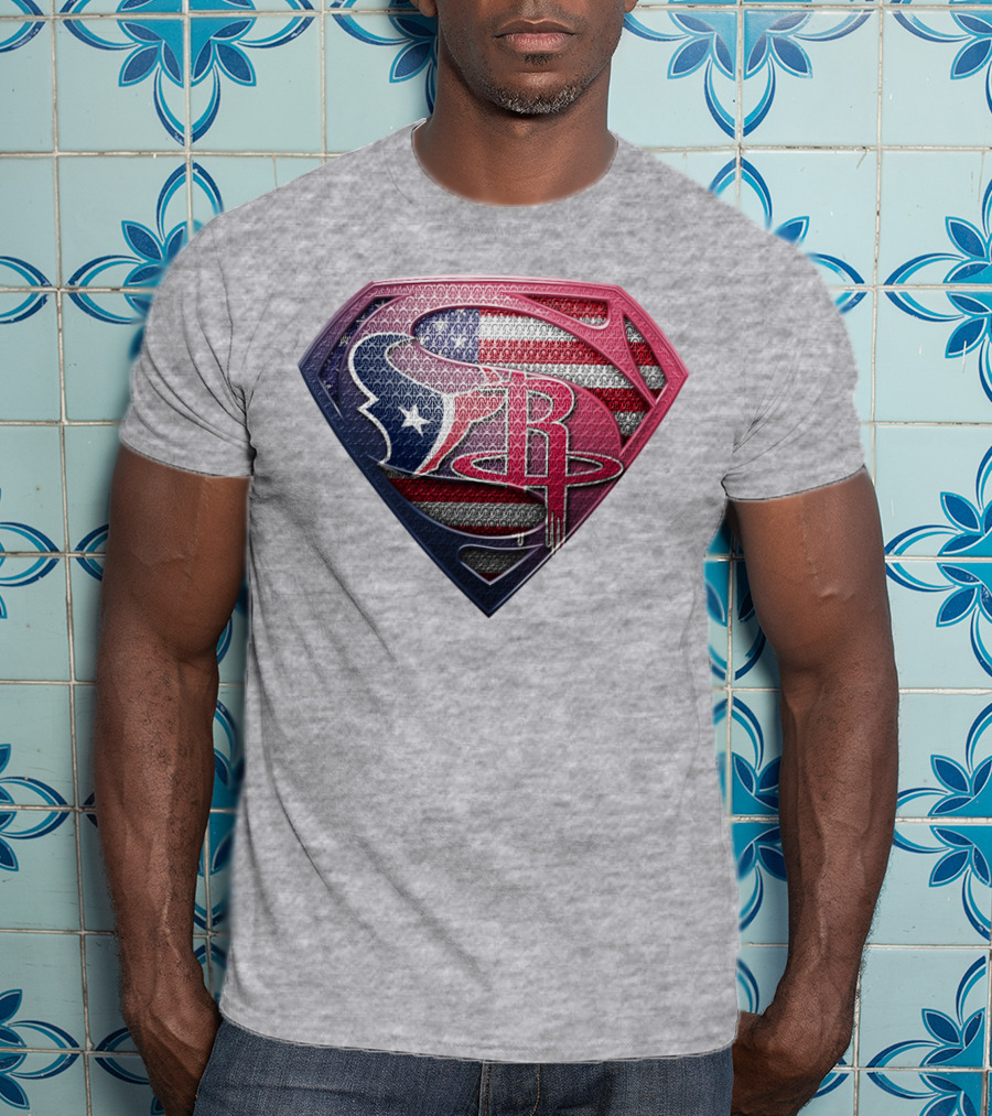 Superman Houston Texans Us Flag T-Shirt