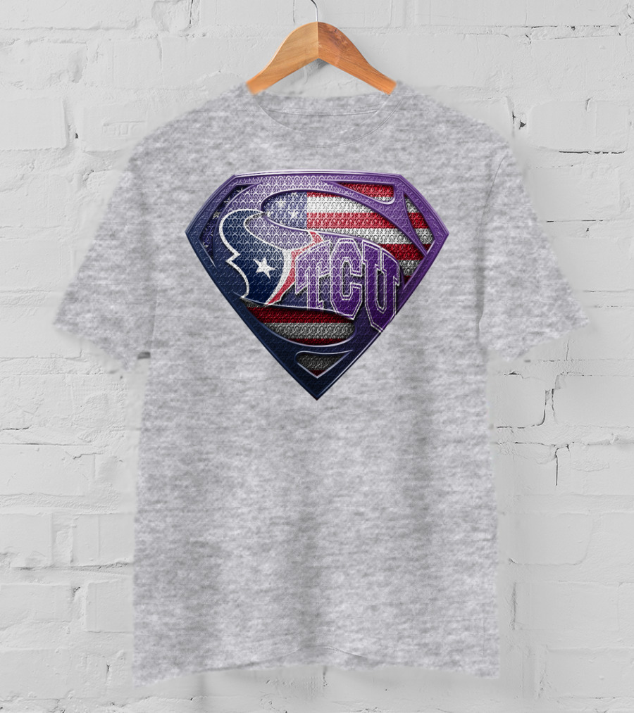 Tcu Super Shield American Flag Style T-Shirt