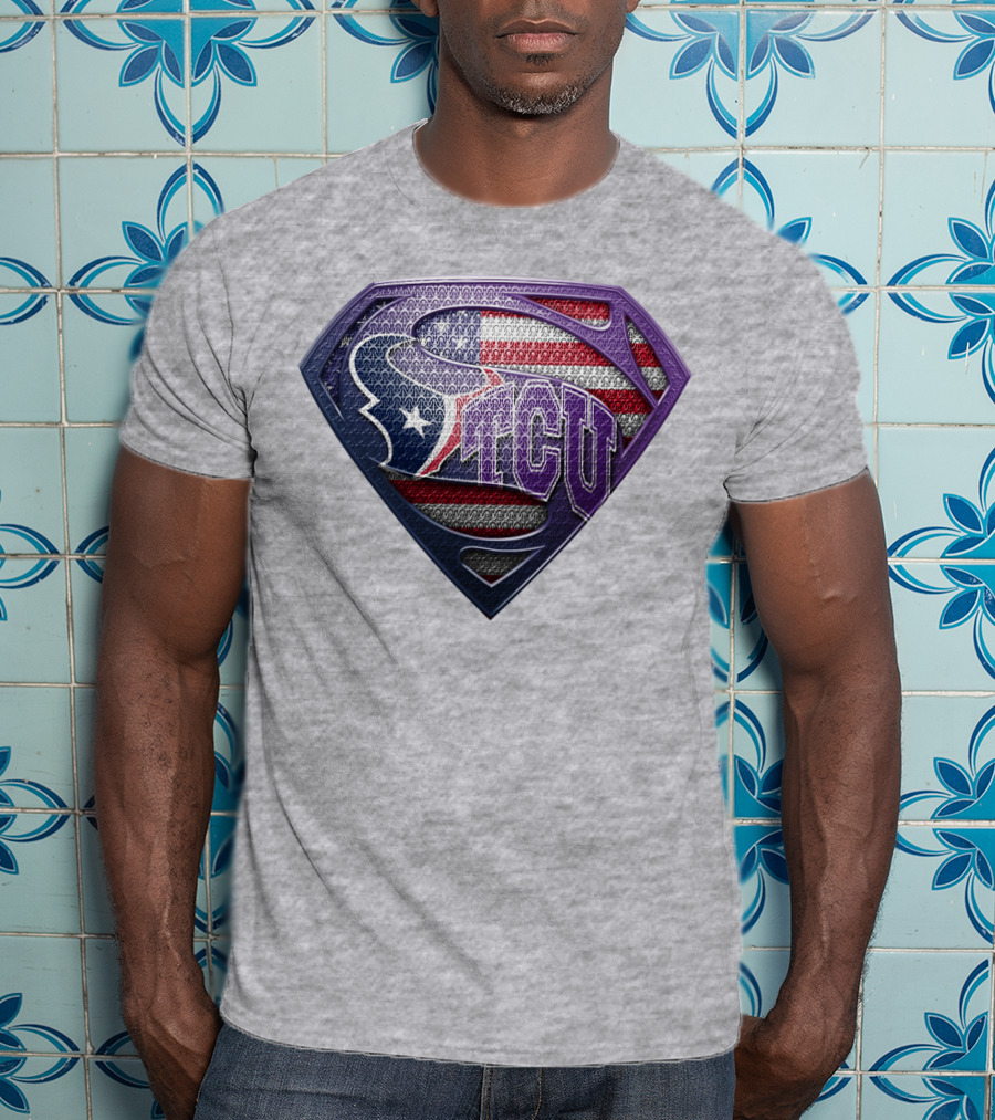 Tcu Super Shield American Flag Style T-Shirt