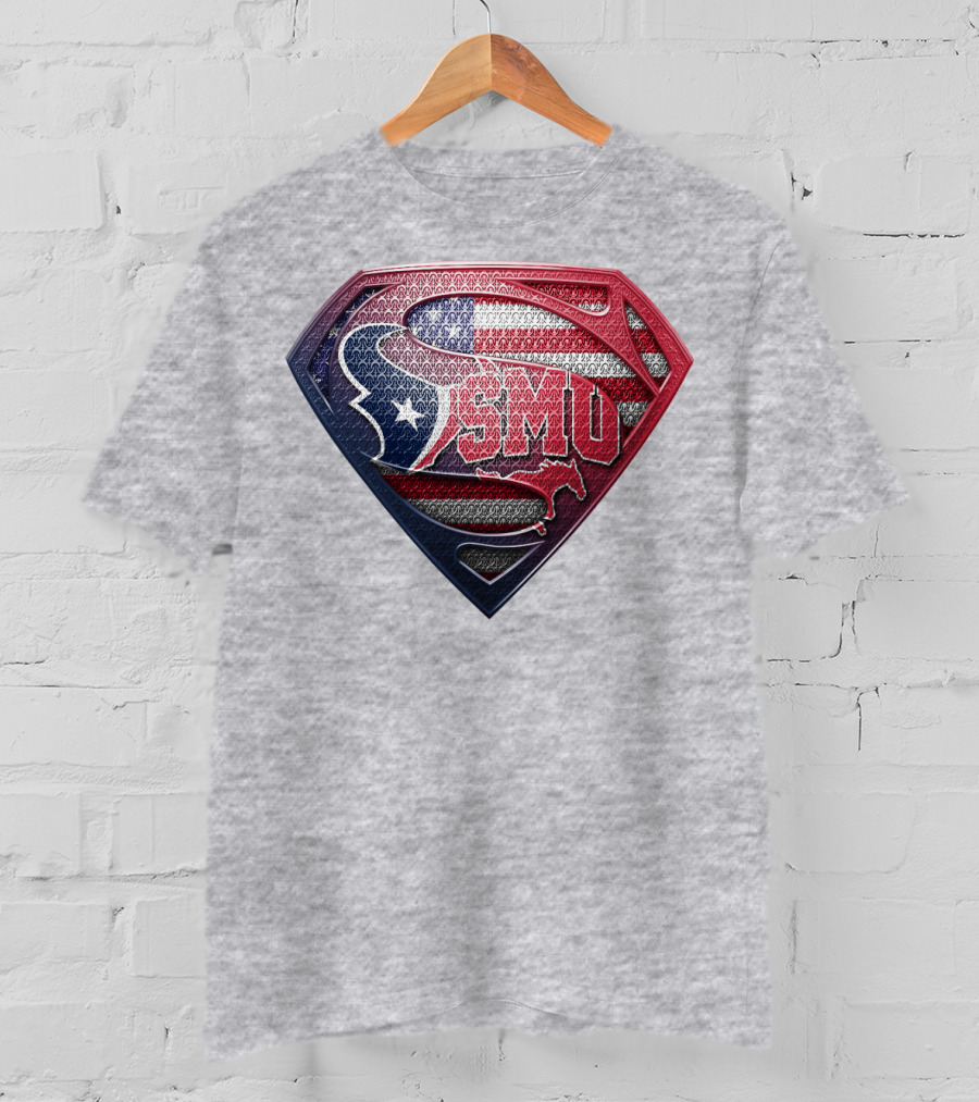Smu Texas Superhero Shield With American Flag Colors T-Shirt
