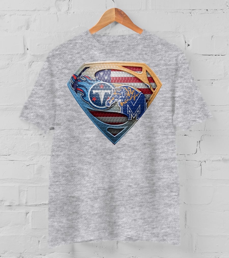 Memphis Tigers American Flag Superman Shield T-Shirt