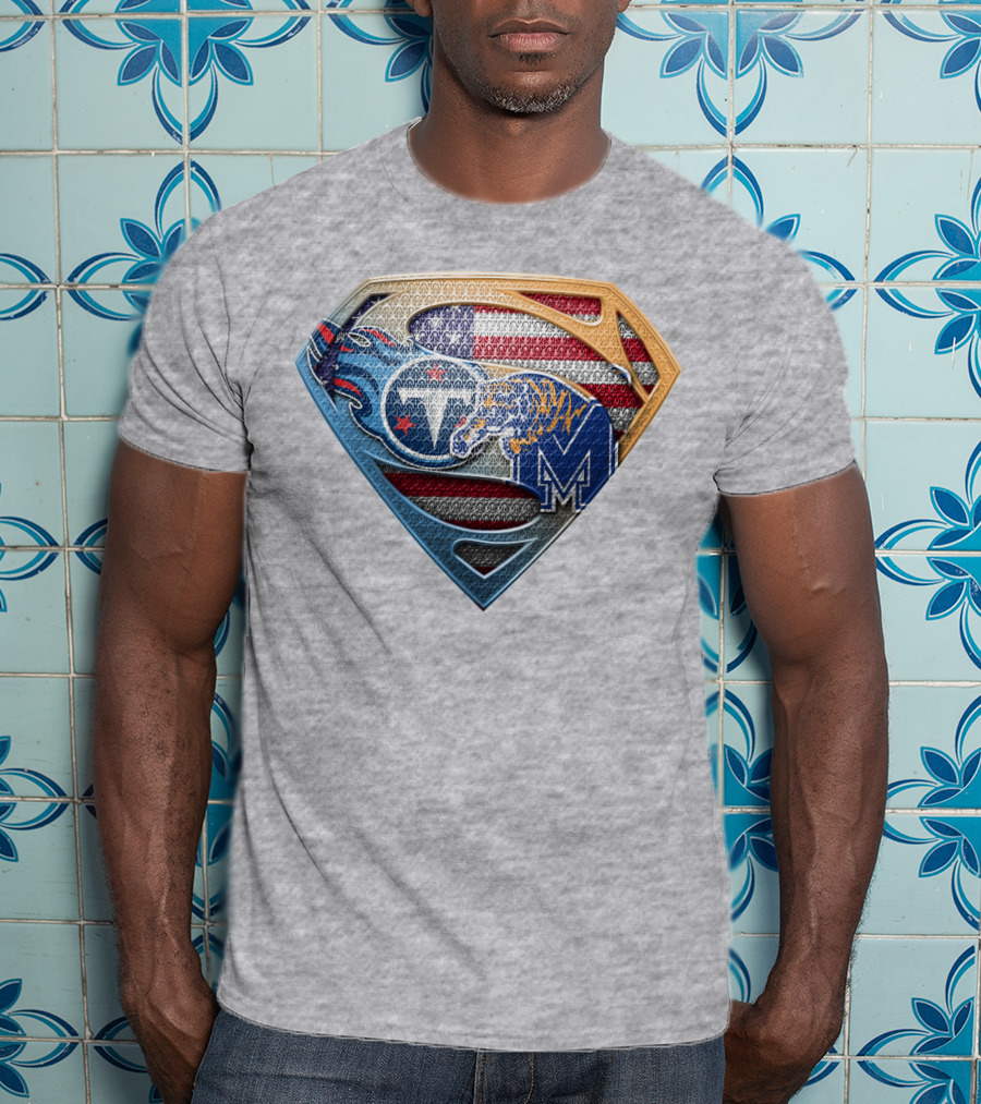 Memphis Tigers American Flag Superman Shield T-Shirt