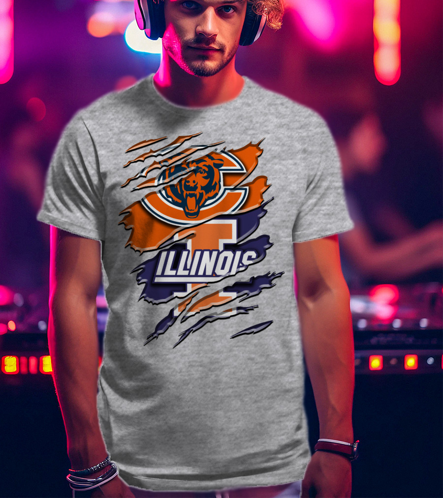 Chicago Bears Illinois Fighting Illini Mashup Rah T-Shirt