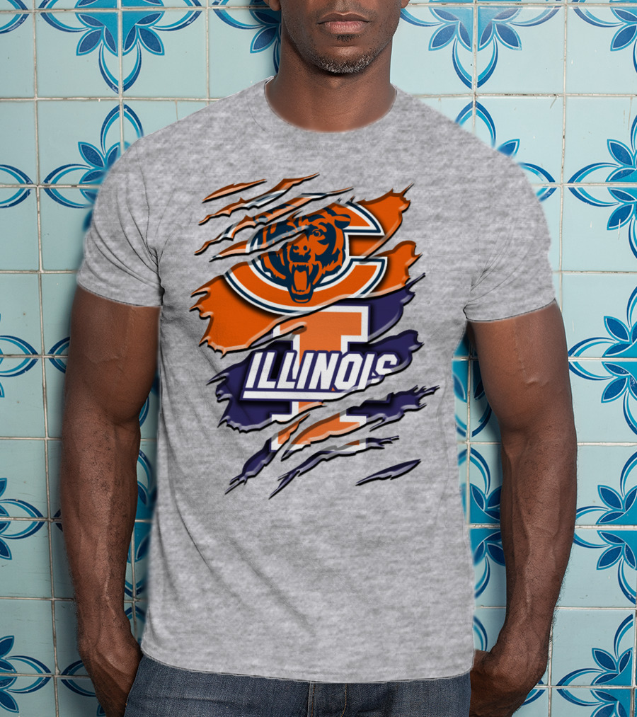Chicago Bears Illinois Fighting Illini Mashup Rah T-Shirt