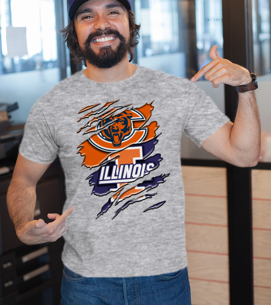 Chicago Bears Illinois Fighting Illini Mashup Rah T-Shirt