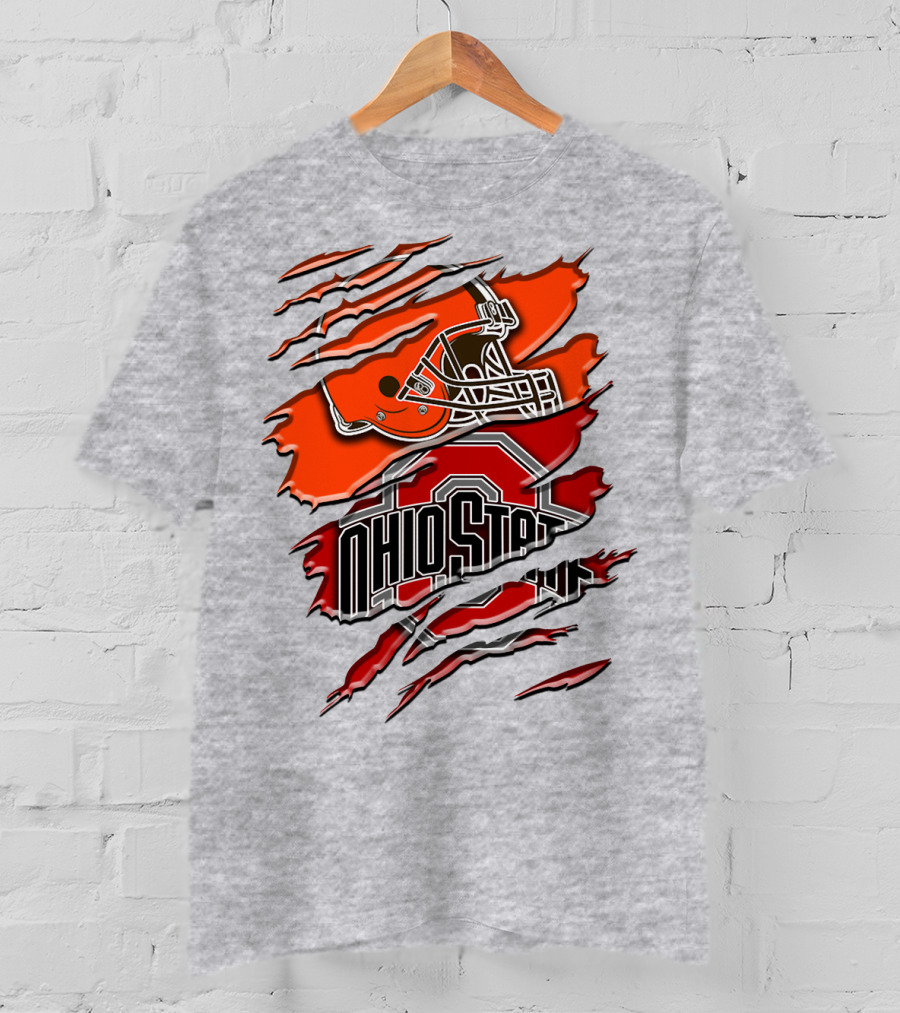 Ohio State Buckeyes Cleveland Browns Helmet Rah T-Shirt