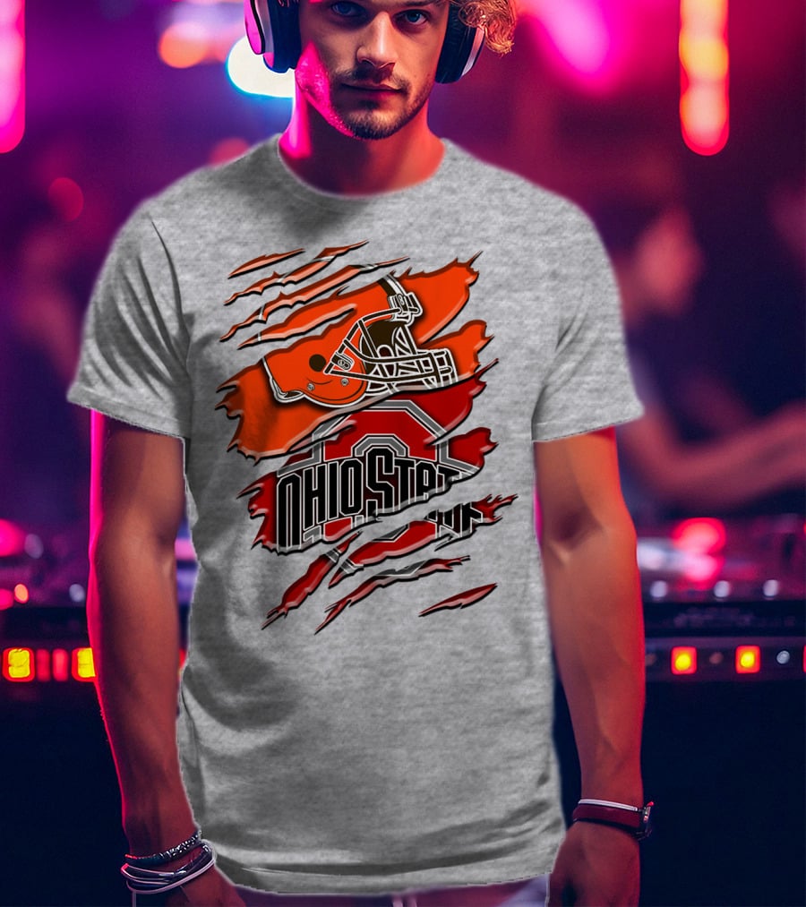 Ohio State Buckeyes Cleveland Browns Helmet Rah T-Shirt