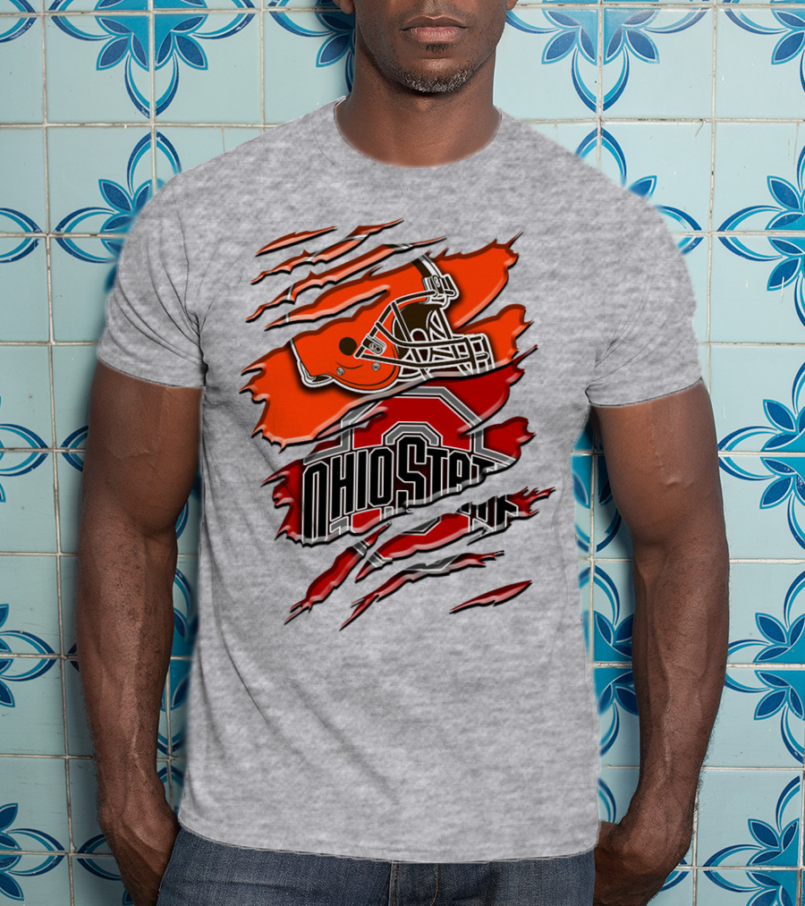 Ohio State Buckeyes Cleveland Browns Helmet Rah T-Shirt