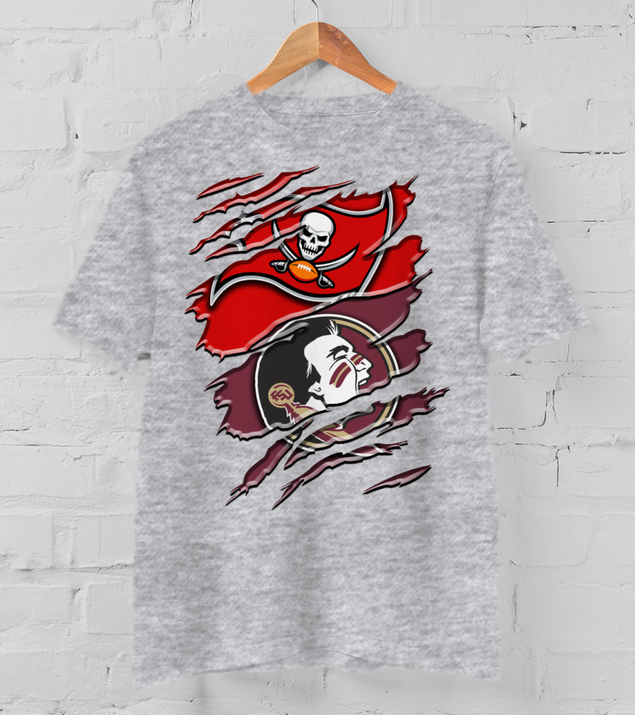 Tampa Bay Buccaneers Florida State Seminoles Logo Mashup T-Shirt