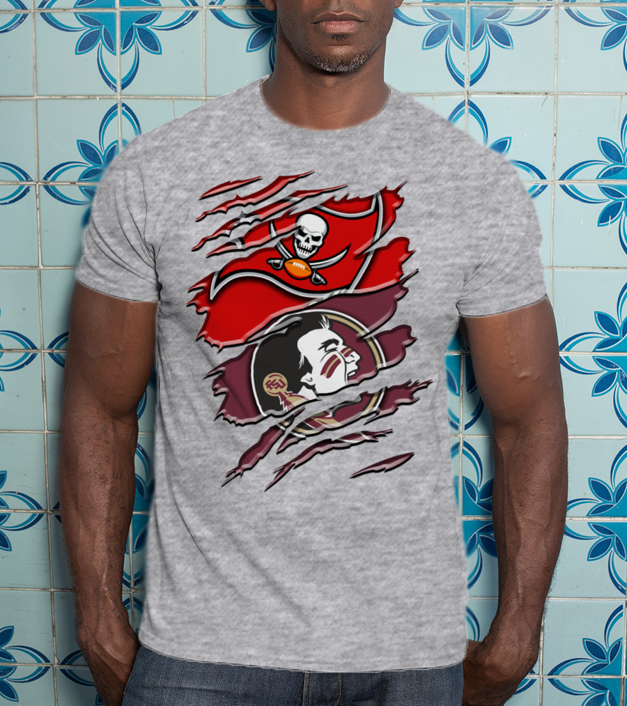 Tampa Bay Buccaneers Florida State Seminoles Logo Mashup T-Shirt