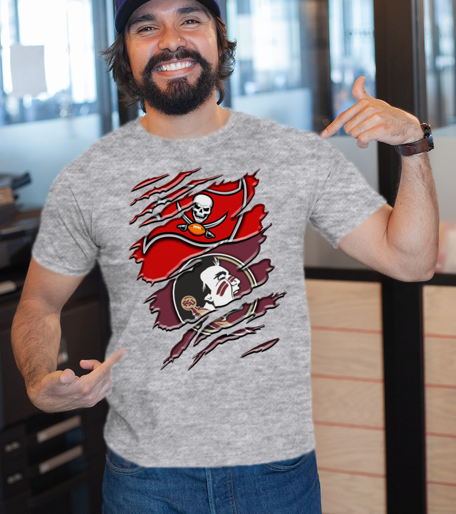 Tampa Bay Buccaneers Florida State Seminoles Logo Mashup T-Shirt