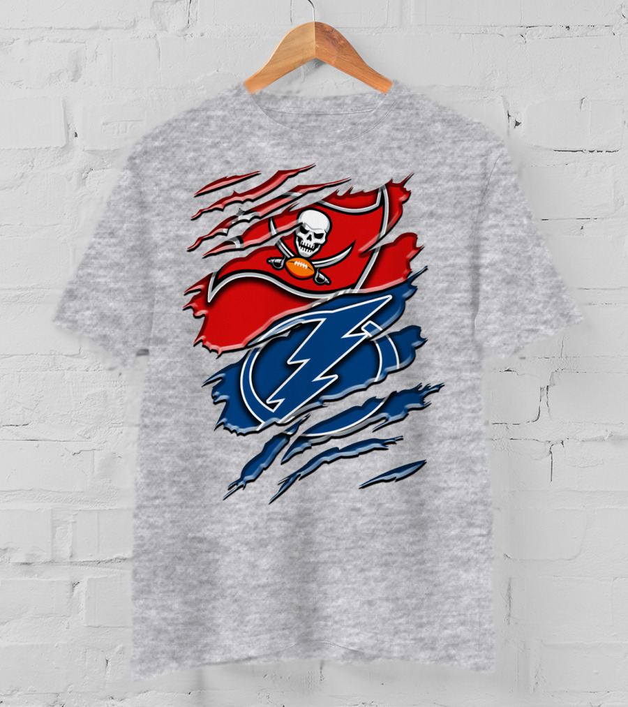 Tampa Bay Buccaneers Lightning Torn Design Rah 026 T-Shirt