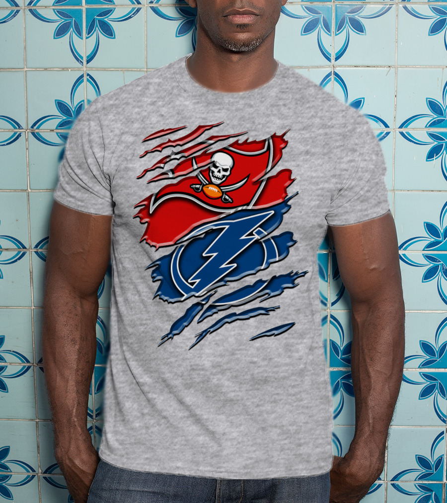 Tampa Bay Buccaneers Lightning Torn Design Rah 026 T-Shirt