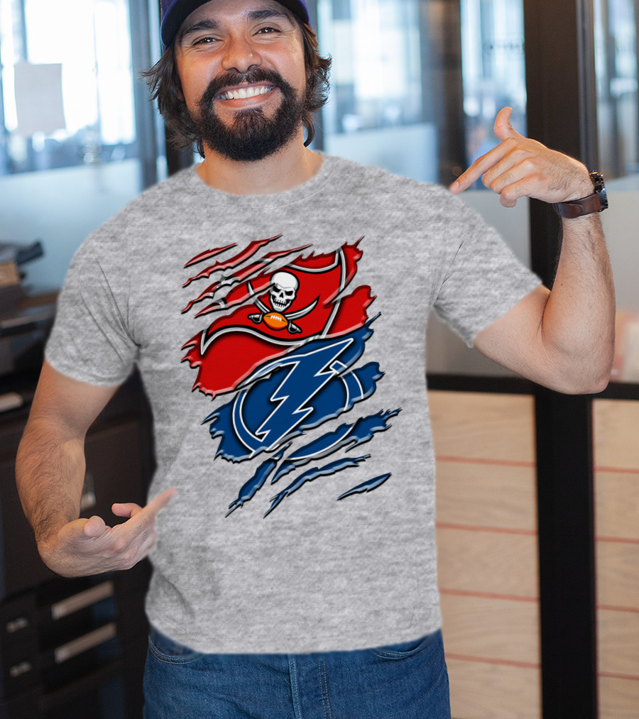 Tampa Bay Buccaneers Lightning Torn Design Rah 026 T-Shirt