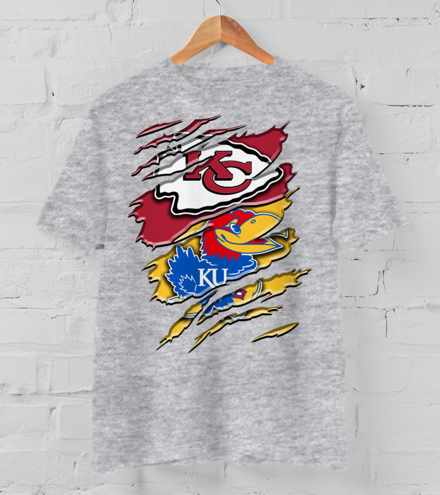 Kansas City Chiefs Kc Jayhawks Rip Design Rah 037 T-Shirt