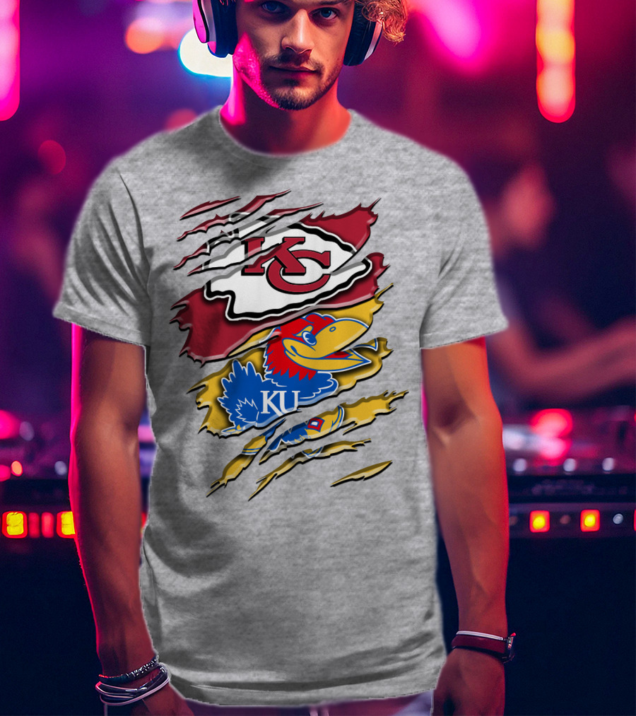 Kansas City Chiefs Kc Jayhawks Rip Design Rah 037 T-Shirt