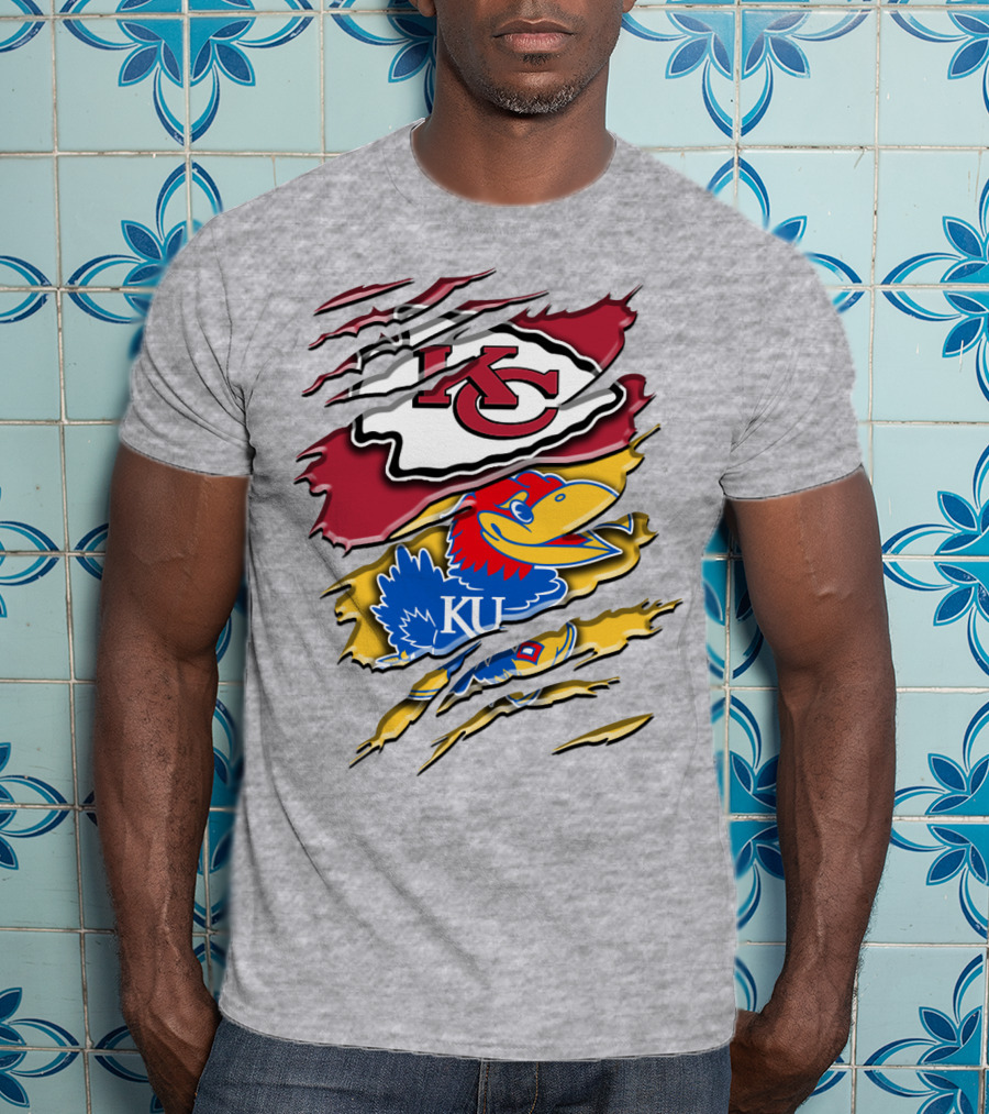 Kansas City Chiefs Kc Jayhawks Rip Design Rah 037 T-Shirt