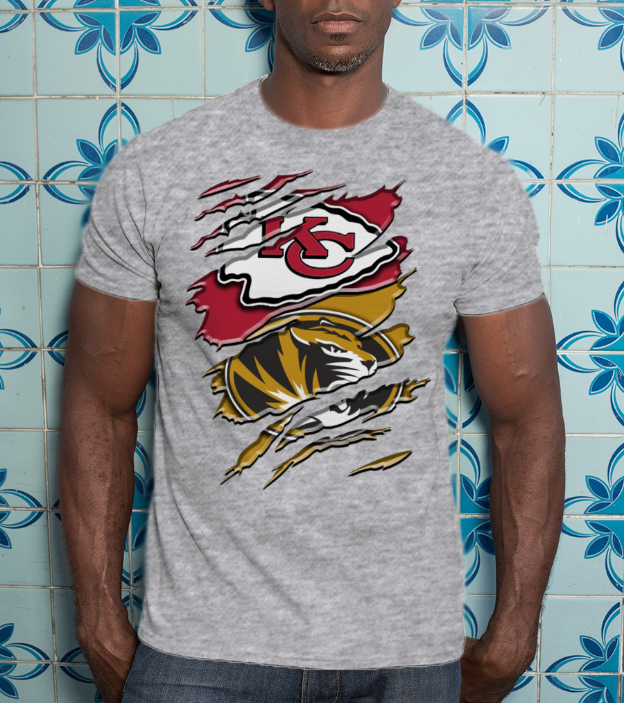 Kansas City Chiefs And Missouri Tigers Claw Logo Rah 039 T-Shirt