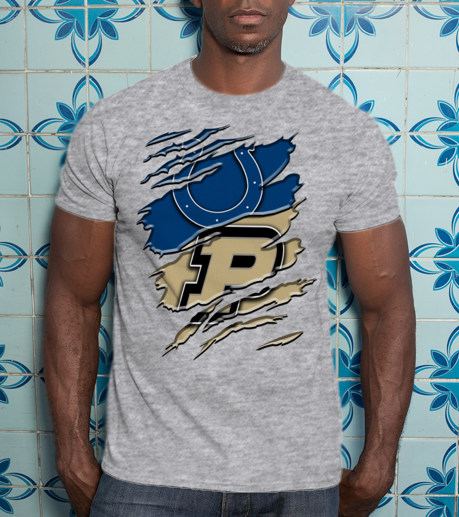 Indianapolis Colts Purdue Boilermakers Logo Mashup T-Shirt
