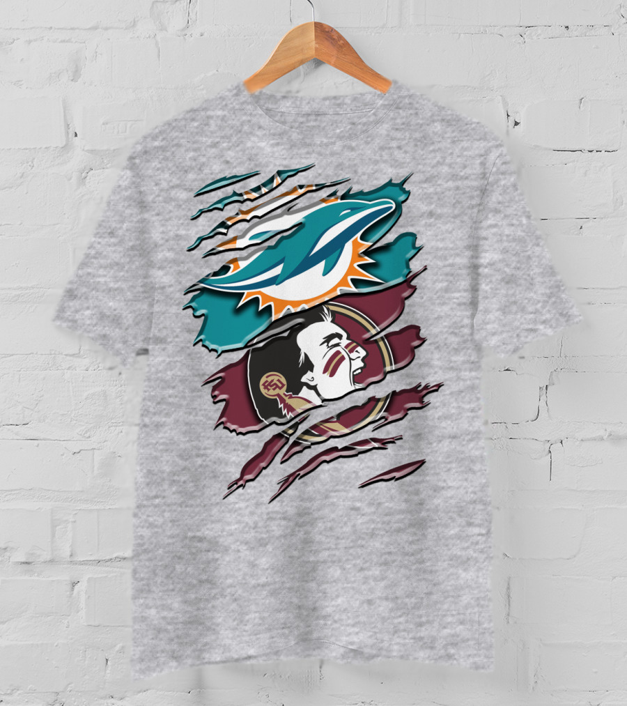 Dolphins Seminoles Fan Fusion T-Shirt