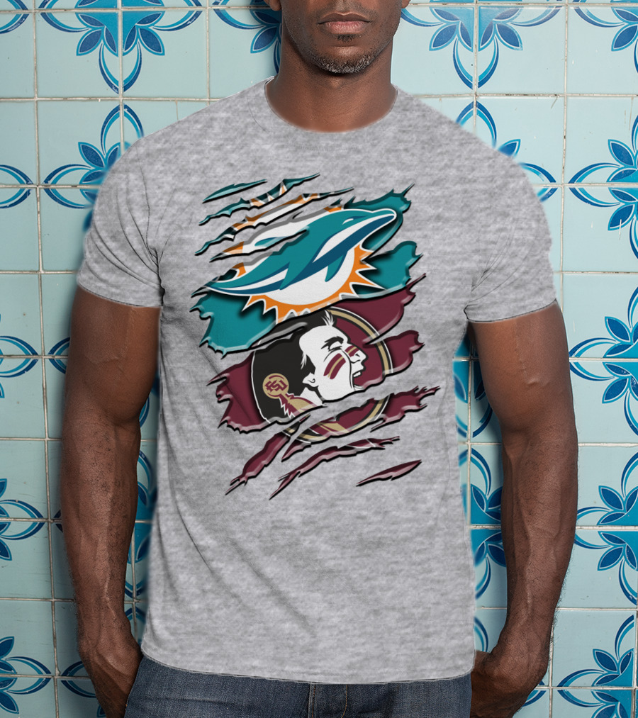 Dolphins Seminoles Fan Fusion T-Shirt