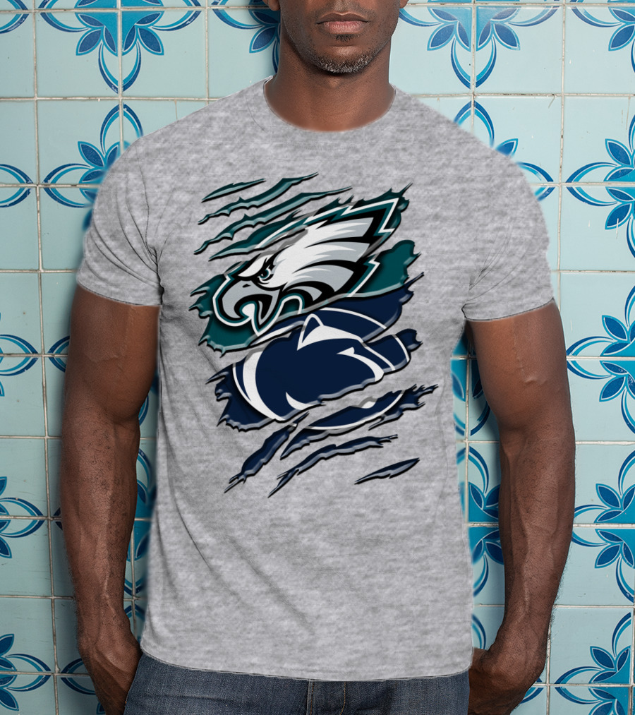 Philadelphia Eagles Penn State Nittany Lions Layered Claw Marks T-Shirt