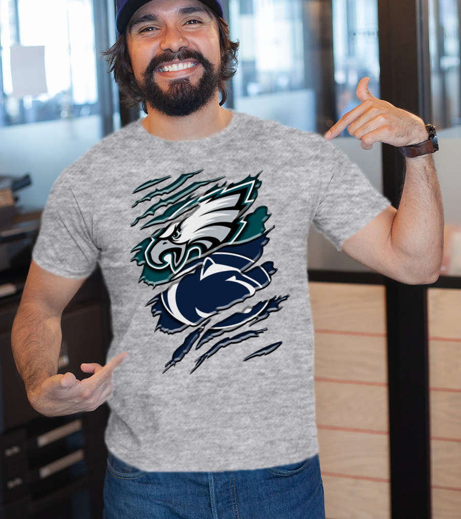 Philadelphia Eagles Penn State Nittany Lions Layered Claw Marks T-Shirt