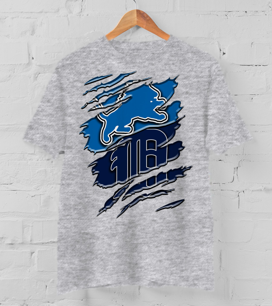 Detroit Lions Tigers Blue Rah 075 T-Shirt
