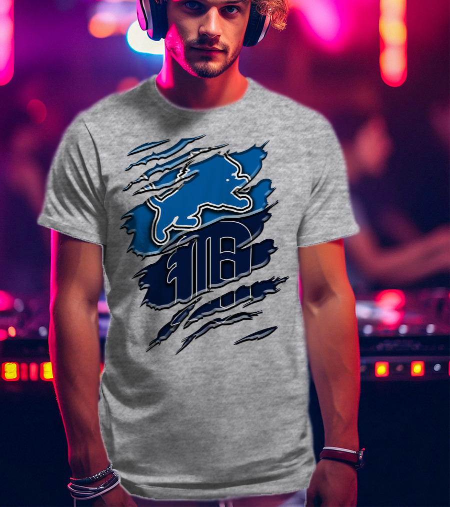 Detroit Lions Tigers Blue Rah 075 T-Shirt