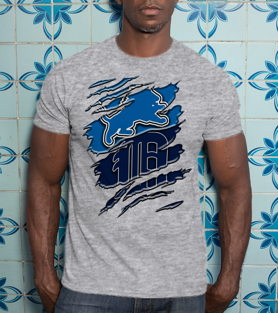 Detroit Lions Tigers Blue Rah 075 T-Shirt