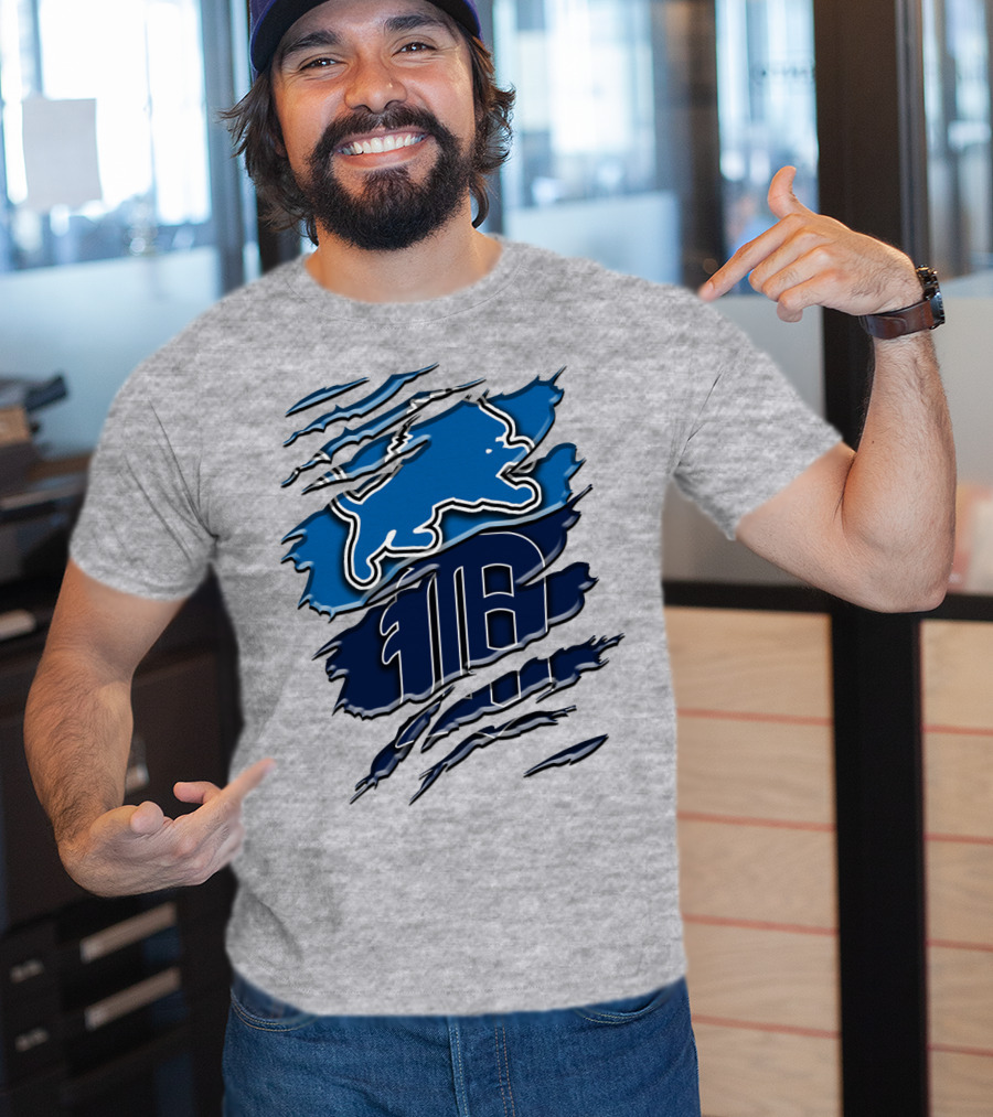 Detroit Lions Tigers Blue Rah 075 T-Shirt