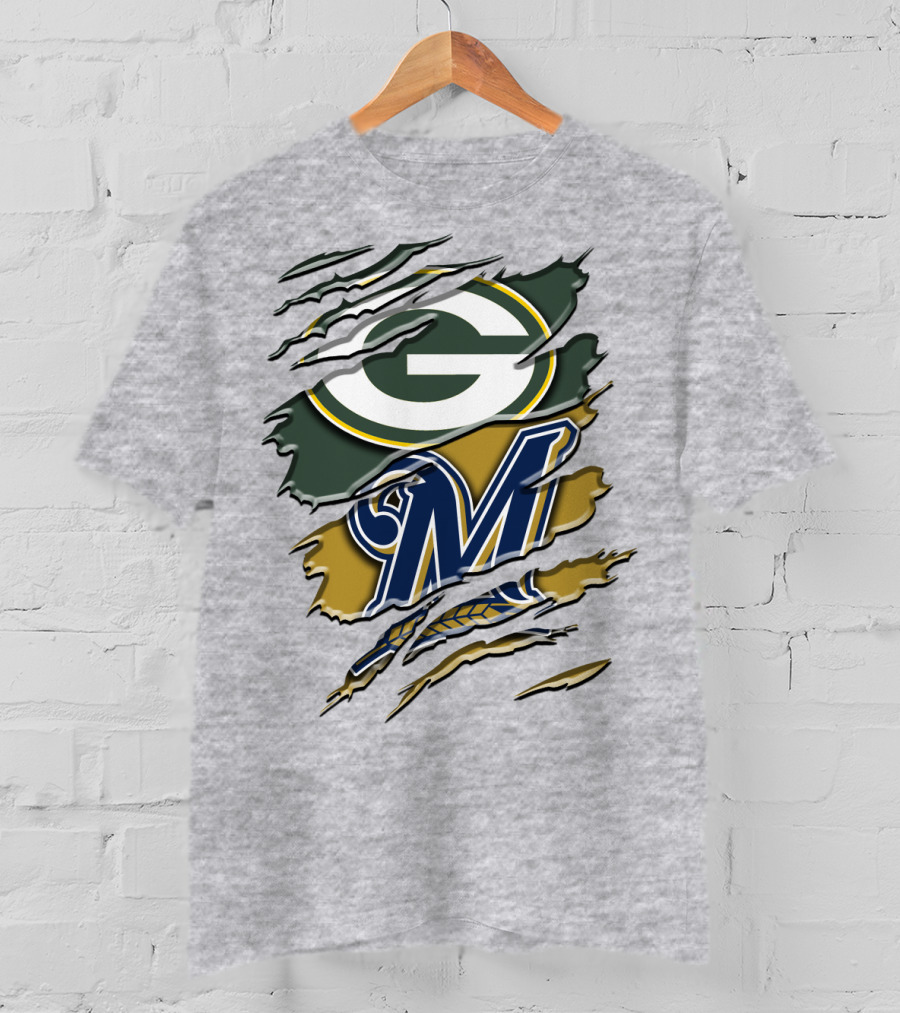 Green Bay Packers Milwaukee Brewers Crossover T-Shirt