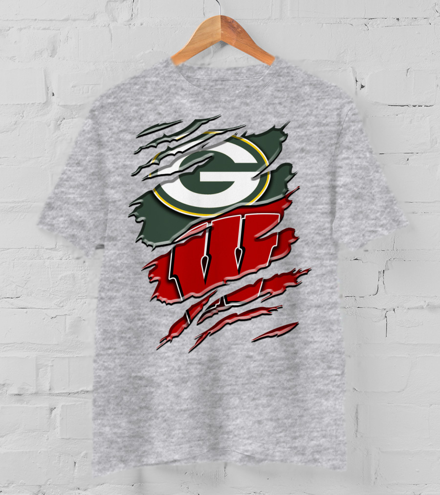 Green Bay Packers Wisconsin Badgers Claw Marks T-Shirt