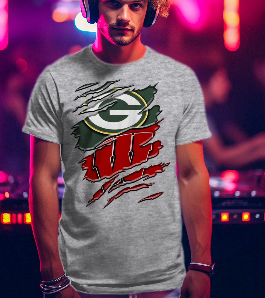 Green Bay Packers Wisconsin Badgers Claw Marks T-Shirt