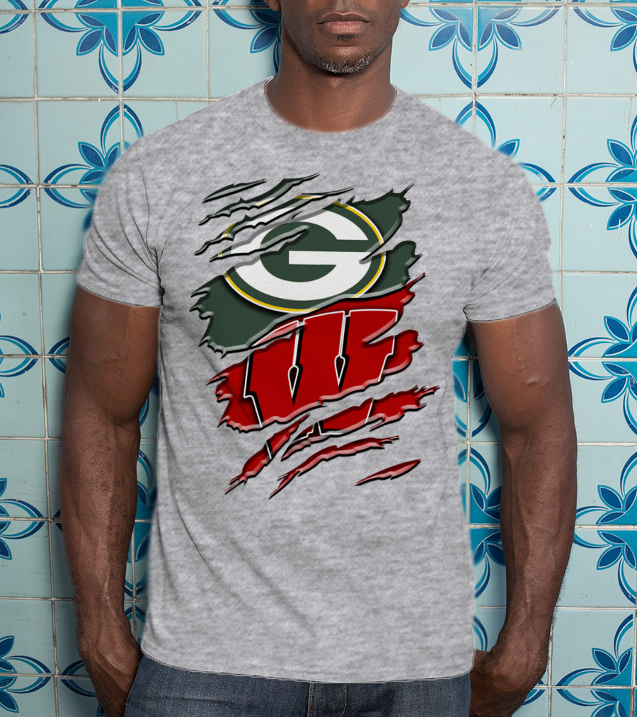 Green Bay Packers Wisconsin Badgers Claw Marks T-Shirt