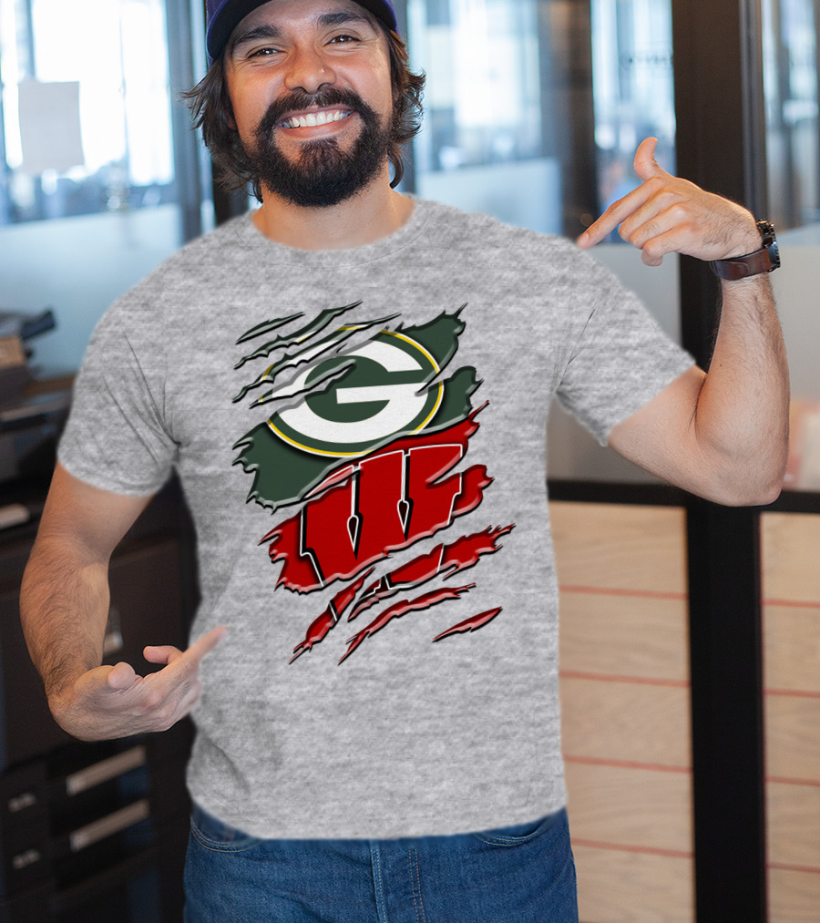 Green Bay Packers Wisconsin Badgers Claw Marks T-Shirt