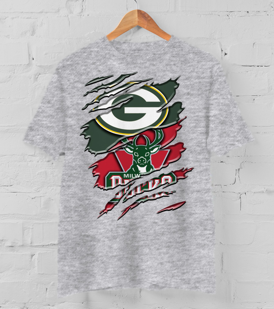 Milwaukee Bucks Green Bay Packers Crossover Rah T-Shirt