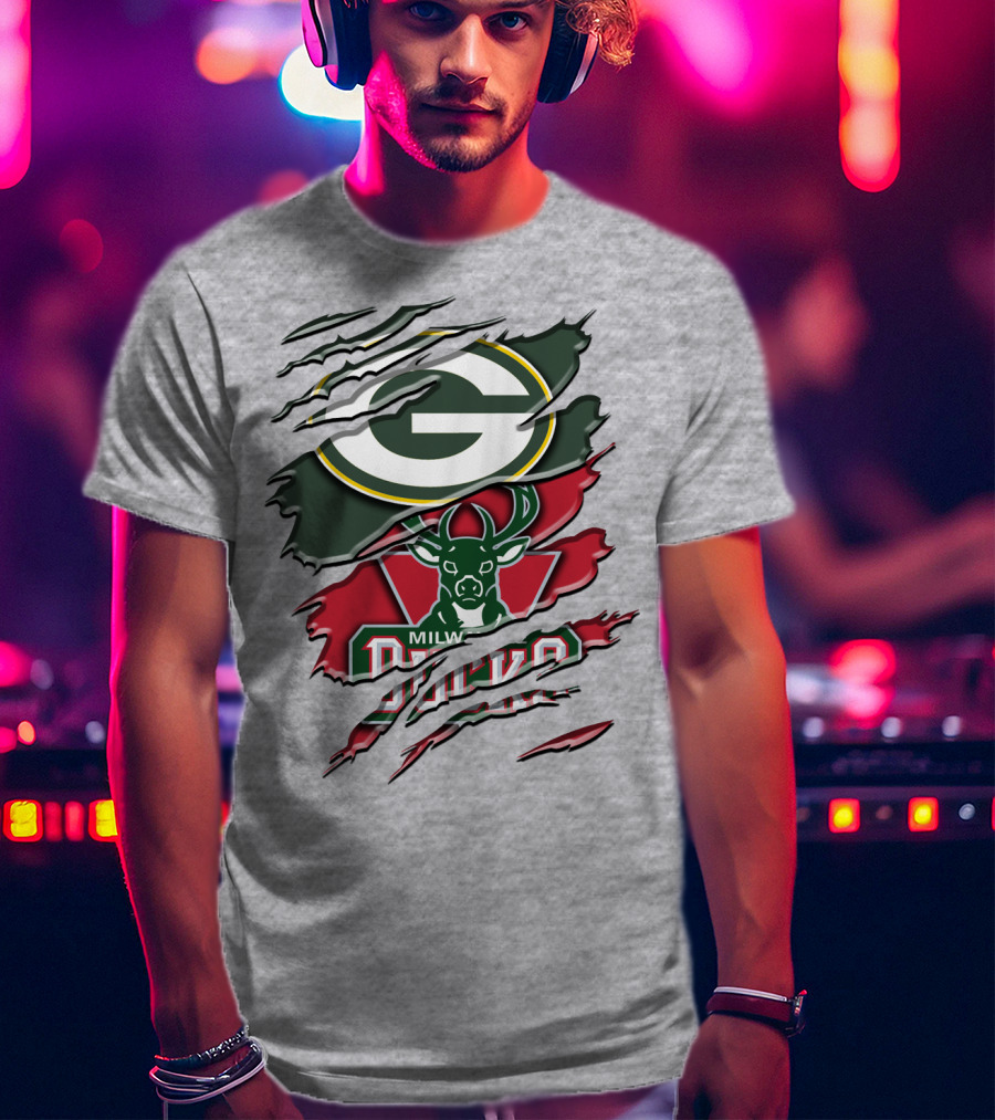 Milwaukee Bucks Green Bay Packers Crossover Rah T-Shirt