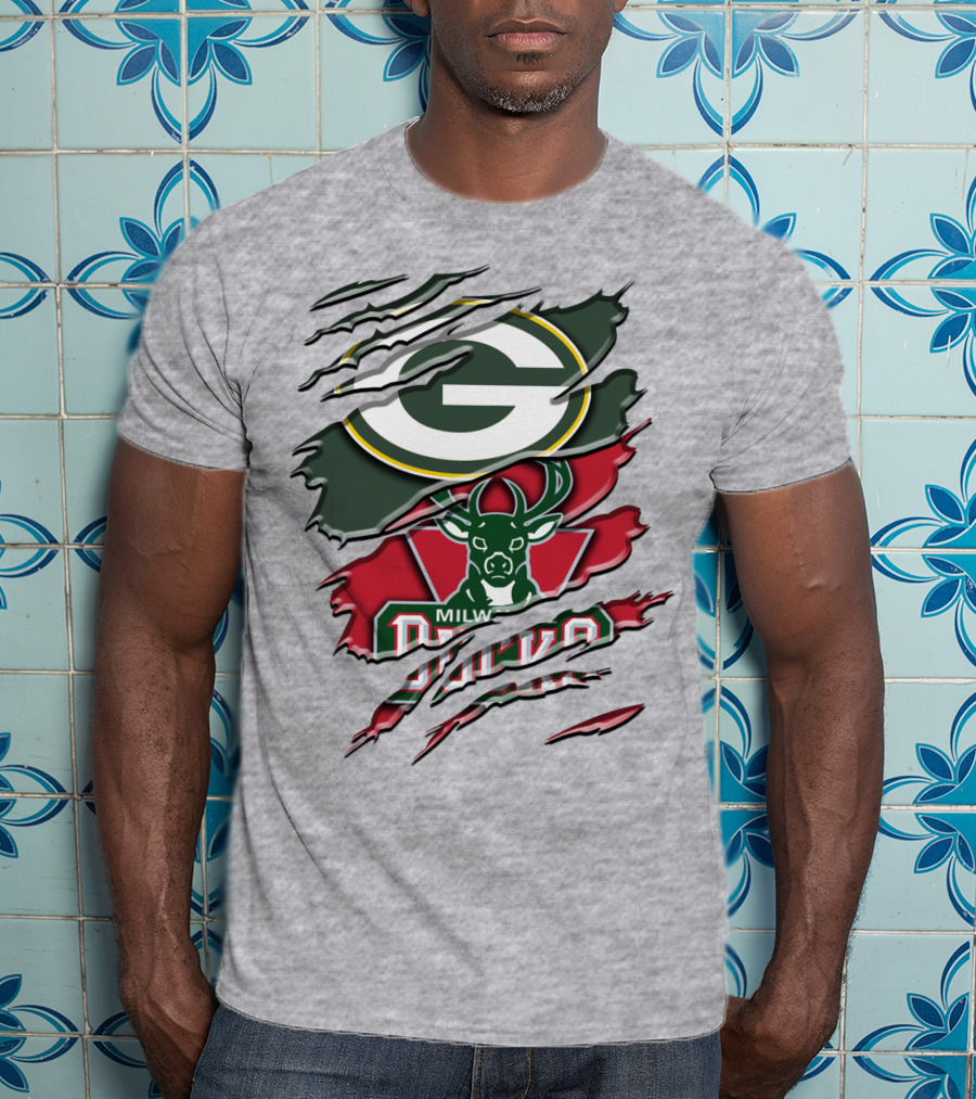Milwaukee Bucks Green Bay Packers Crossover Rah T-Shirt