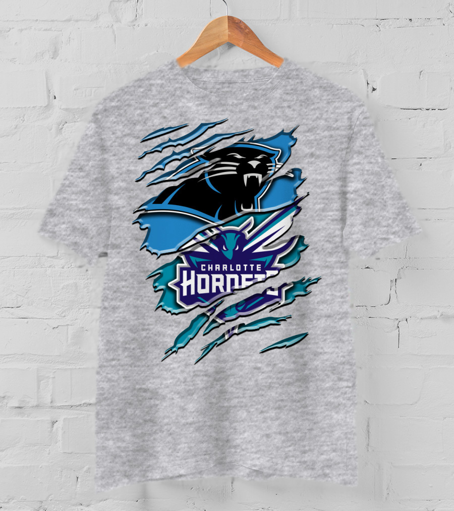 Panther And Charlotte Hornets Logo Rah T-Shirt