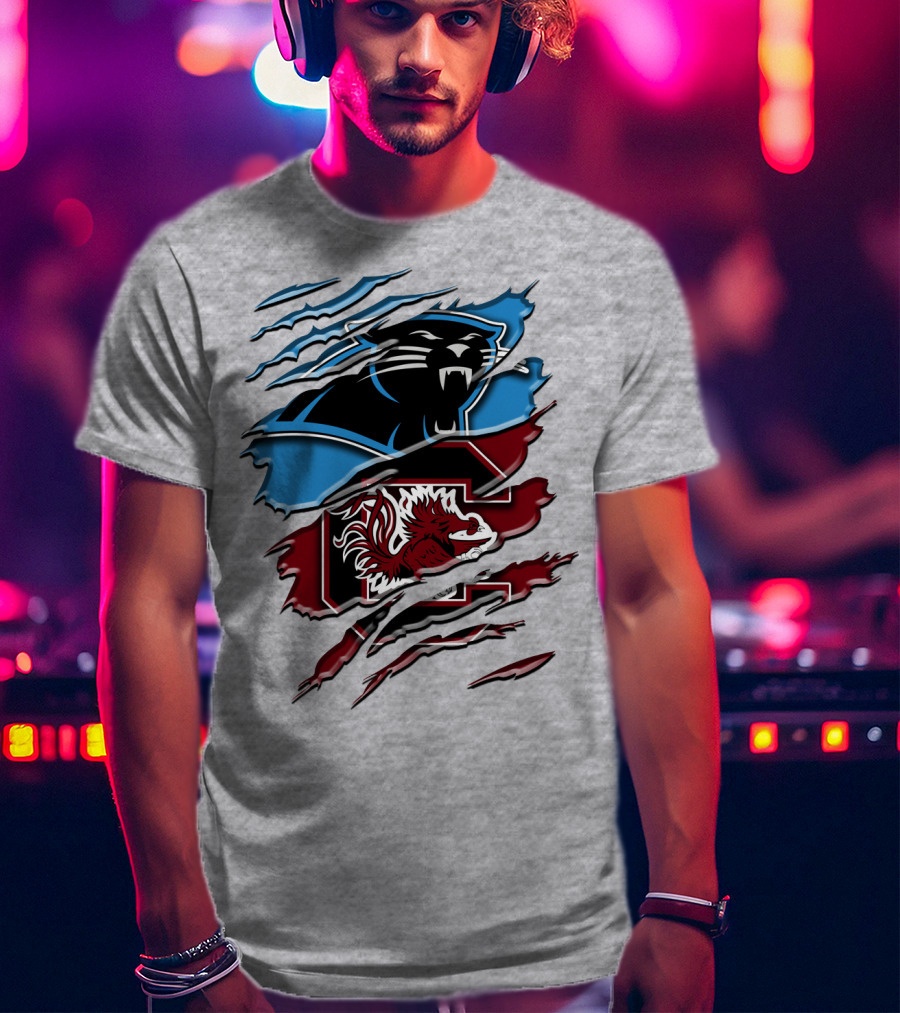 Carolina Panthers Gamecocks Ripped T-Shirt