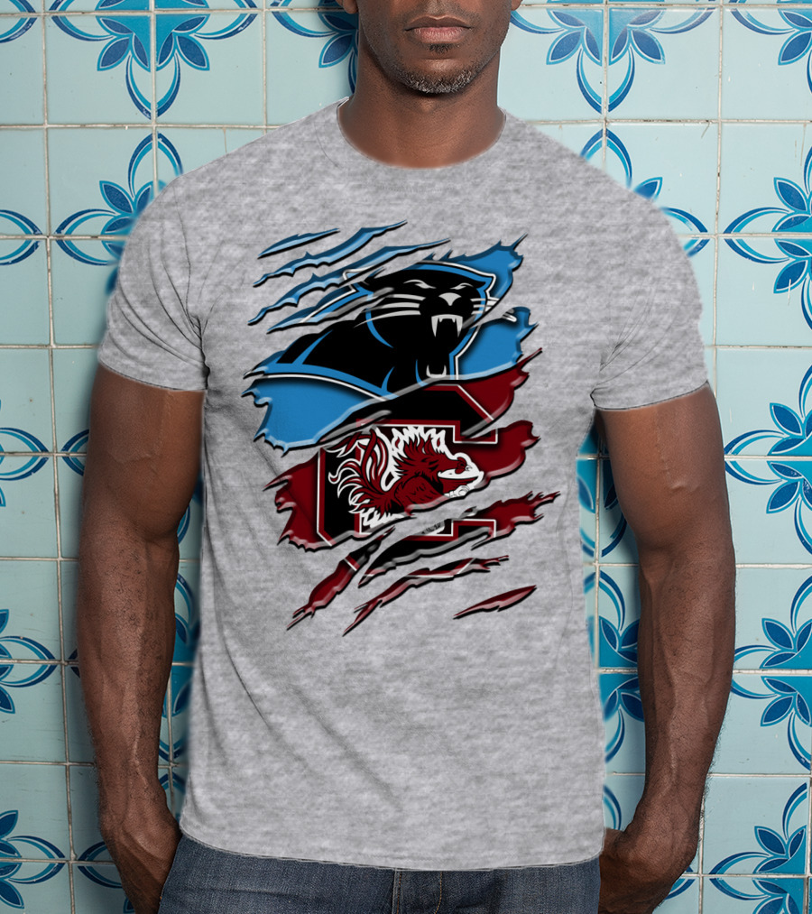 Carolina Panthers Gamecocks Ripped T-Shirt