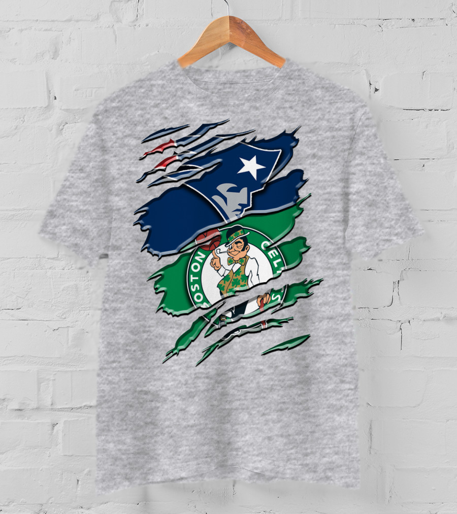 Patriots And Boston Celtics Logo Mashup Rah 090 T-Shirt