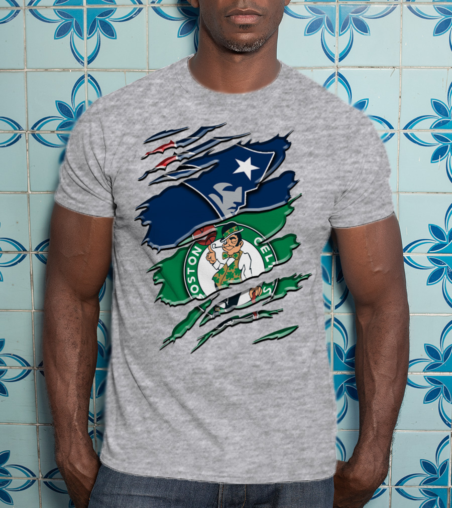 Patriots And Boston Celtics Logo Mashup Rah 090 T-Shirt