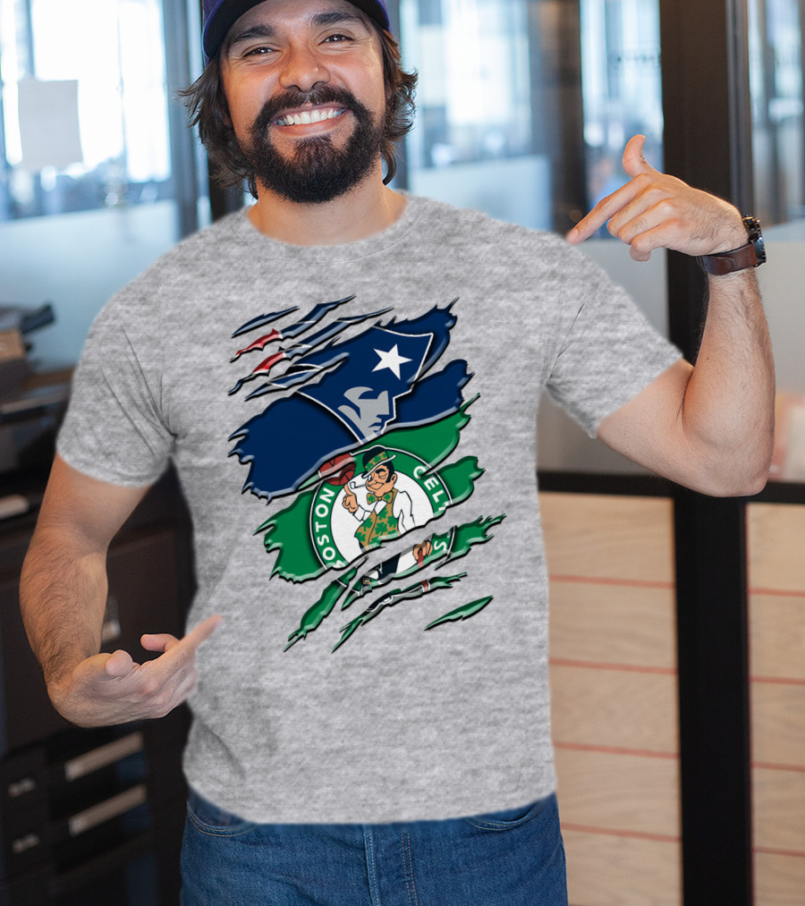 Patriots And Boston Celtics Logo Mashup Rah 090 T-Shirt