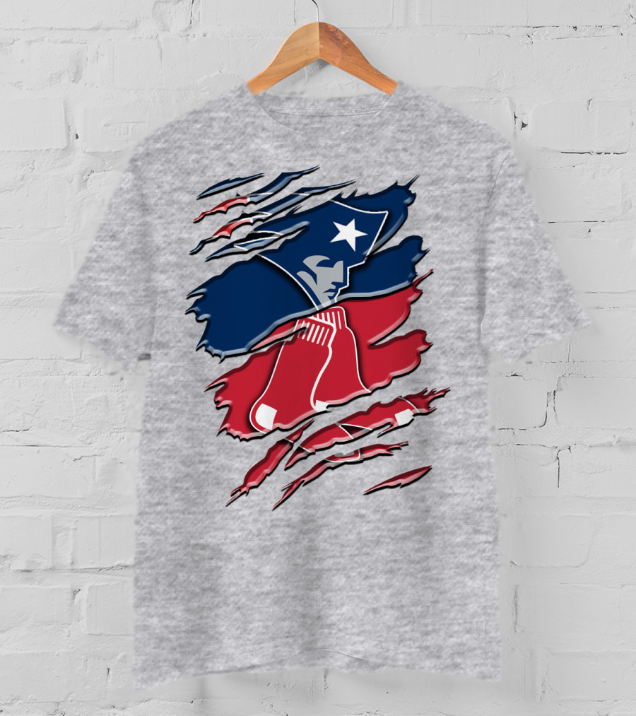 Patriots And Red Sox Ripped Design Rah 092 T-Shirt